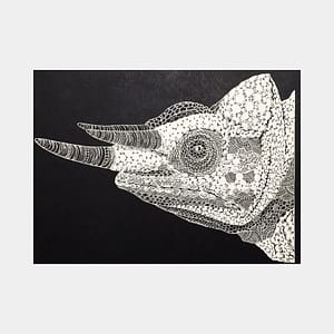 【切り絵】ジャクソンカメレオン